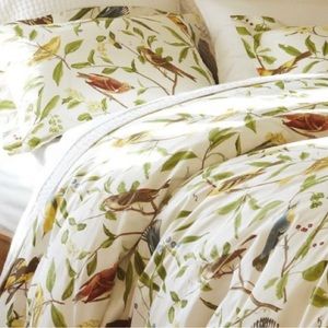 Pottery Barn Spring Sparrow Bird King Duvet Cover & 1 Standard Sham